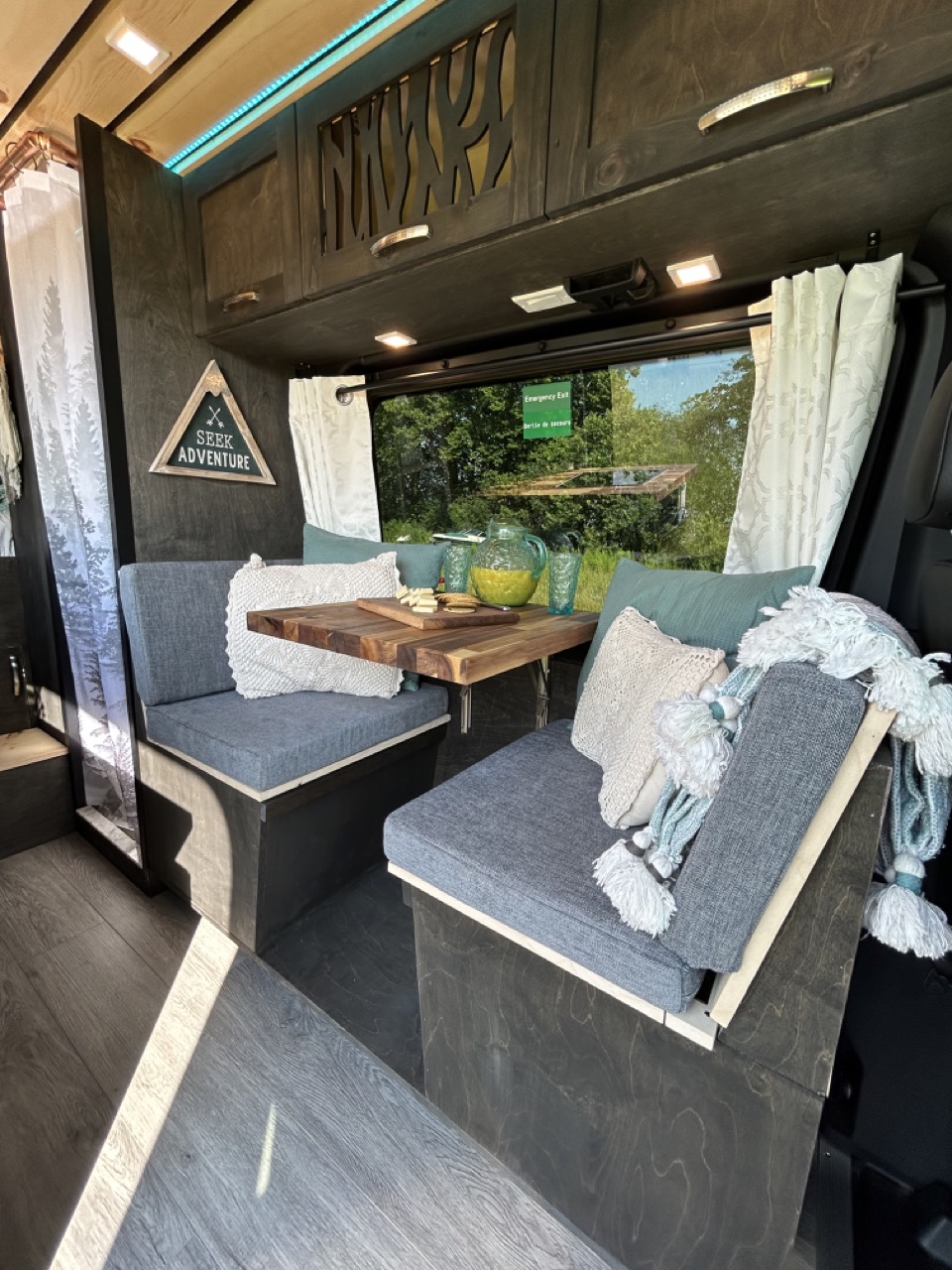 Camper Van view of dinette from swivel seat