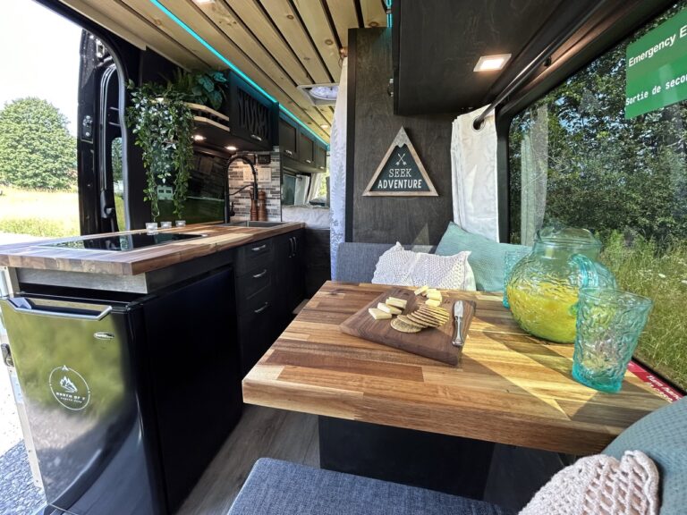 Camper Van Sitting at dinette table