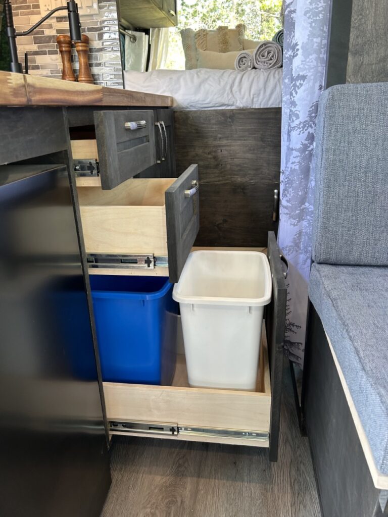 Camper Van Drawers and Garbage