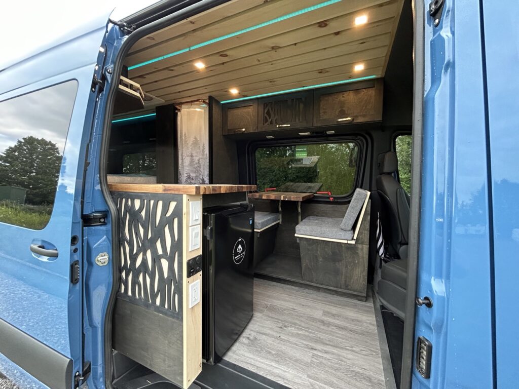 Blue Camper Van Sliding Door View